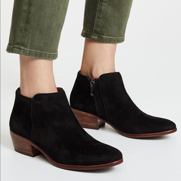 Sam Edelman Petty Black Suede Ankle Boots Size 7.5
